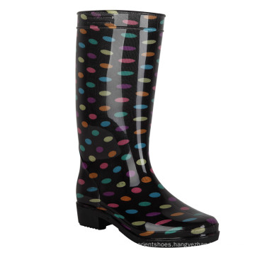 Wholesale Women natural rubber rain boots women gumboots Custom Print Wellington